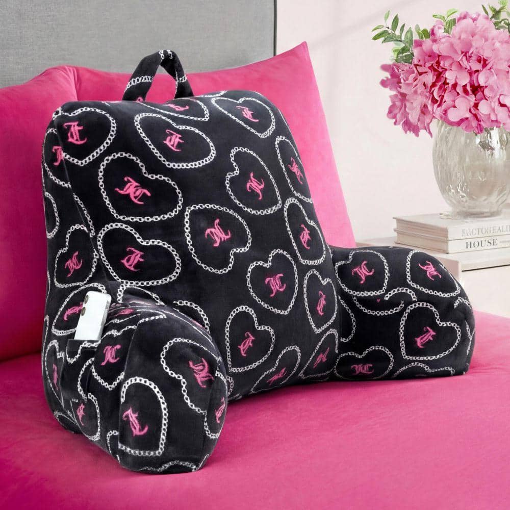 JUICY COUTURE Chainlink Heart Onyx Black Graphic Plush Polyester