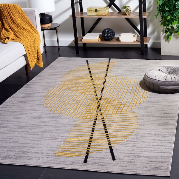 Odyssey 4 ft. x 6 ft. Gray/Gold Abstract Geometric Area Rug