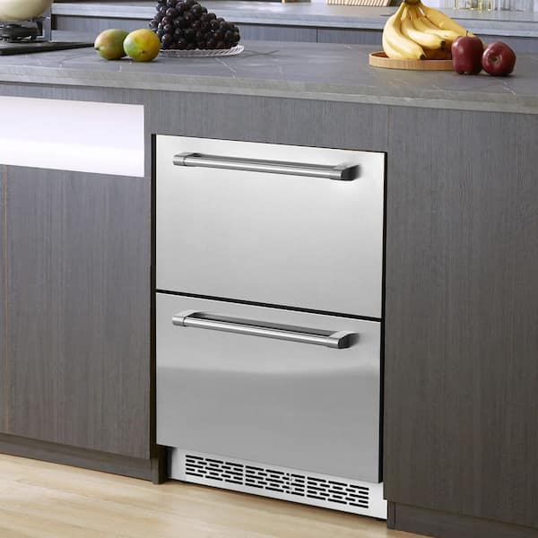 SKYSHALO 24 in. Undercounter Refrigerator 2 Drawer Wine 4.87 cu