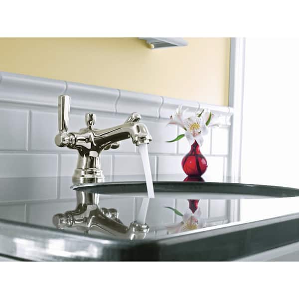 Kohler Bancroft Single Hole 2 Handle Low Arc Bathroom Faucet In Vibrant Polished Nickel K 10579 4 Sn The Home Depot