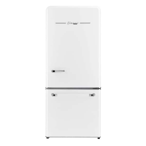 Classic Retro 30 in 17.7 cu. ft. Frost Free Retro Bottom Freezer Refrigerator in Marshmallow White, ENERGY STAR