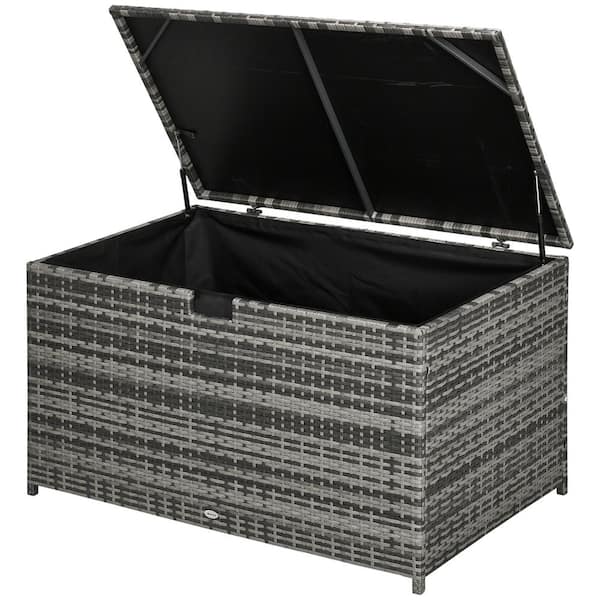 BOPOREA MEGO LLC 113 Gal. Rattan Outdoor Storage Deck Box-Waterproof Wicker Container for Versatile Use