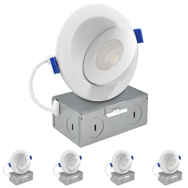 LUXRITE 3 in. Floating Adjustable LED Can less Recessed Light, J-Box ...
