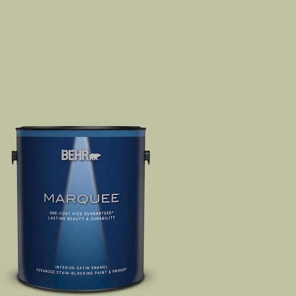 BEHR MARQUEE 1 gal. #S370-3 Sage Brush One-Coat Hide Satin Enamel Interior Paint & Primer