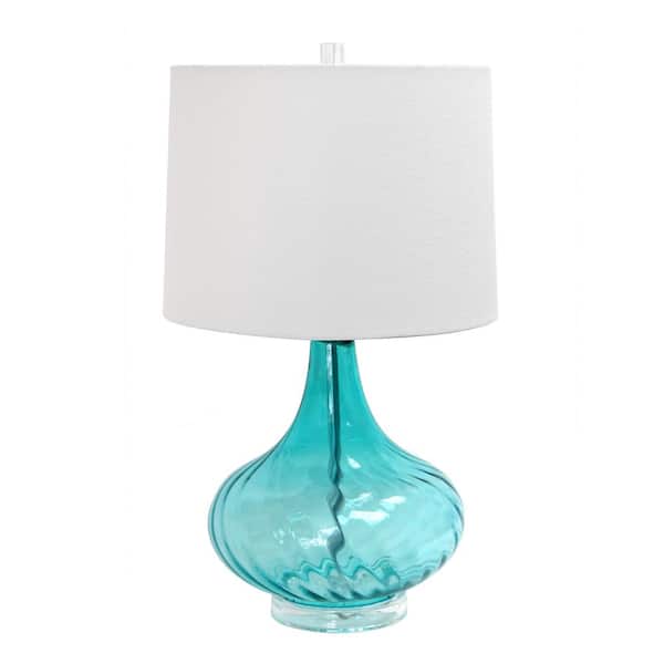 Light Blue Glass Table Lamp, Small Blue Glass Table Lamp