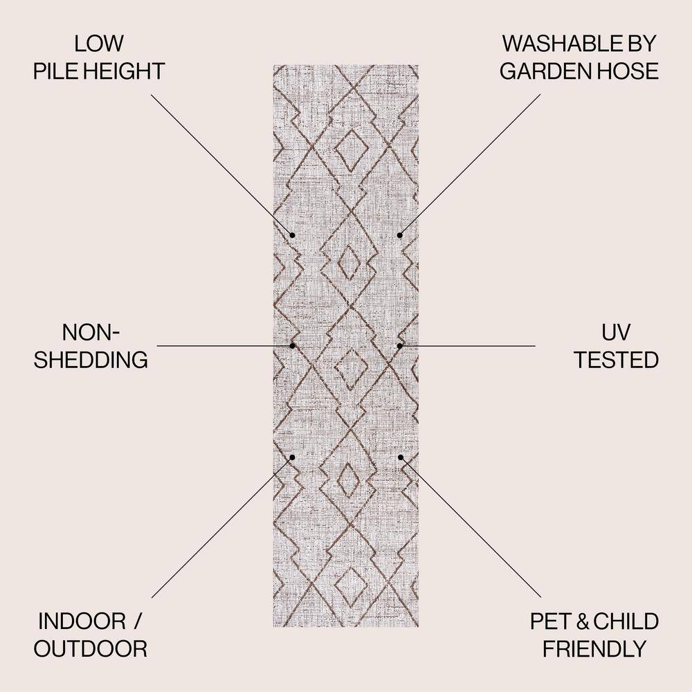 Carwa Handmade Trellis Beige/Brown Synthetic Area Rug - 2x10