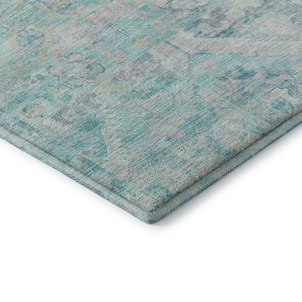 Mayfield Premium Machine Washable Abstract AMF1664 Teal 10 ft. x 14 ft. Area Rug