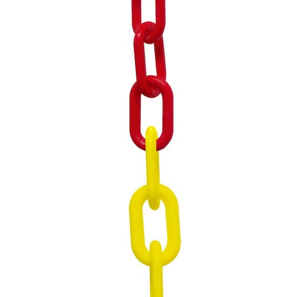 Mr. Chain 2 in. x 100 ft. Heavy-Duty Plastic Chain in Bi-Color Red/Yellow