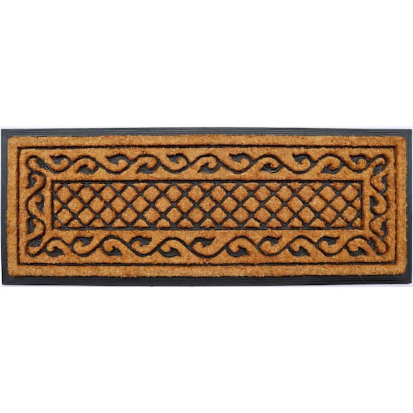 Natural Brushed Rubber Backed Vine Border 47 in. x 18 in. Coir Door Mat