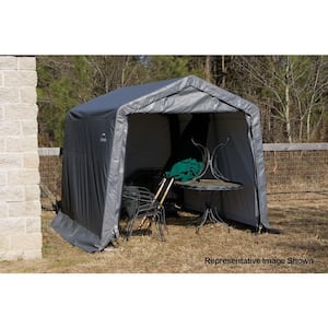 11 ft. W x 8 ft. D x 10 ft. H Steel and Polyethylene Garage without Floor in Grey with Patented Stabilizers