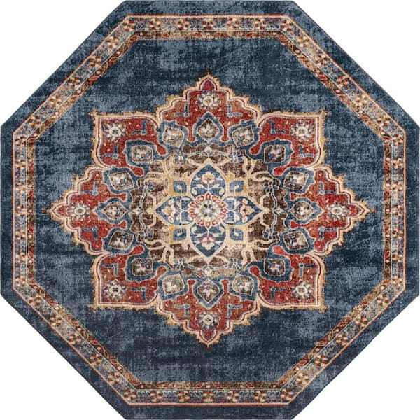 Unique Loom Utopia Helios Dark Blue 7' 11 x 7' 11 Area Rug