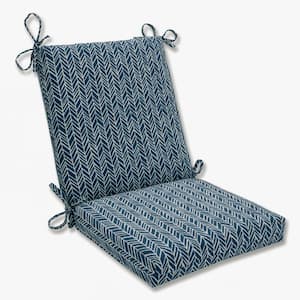 Herringbone 18 in. W x 3 in. H Deep Seat, 1-Piece Chair Cushion and Square Corners in Blue/Ivory Herringbone
