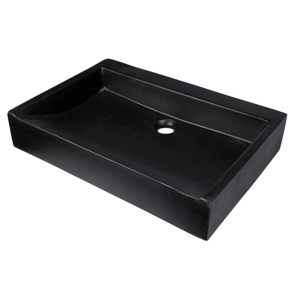Eden Black Concrete Rectangular Undermount Bathroom Sink