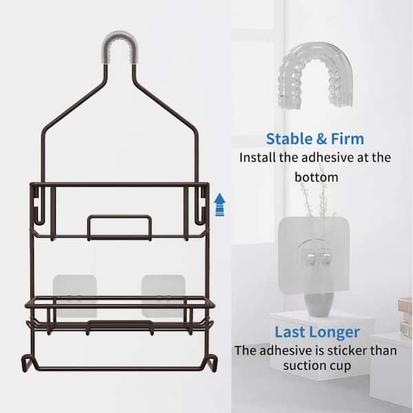 11 bronze shower caddy and includes the nie wieder bohren no drilling  required mounting hardware, 100% rustproof
