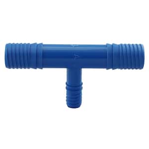 3/4 in. x 3/4 in. Barb Insert Blue Twister Polypropylene x 3/8 in. Funny Pipe Reducing Tee Fitting