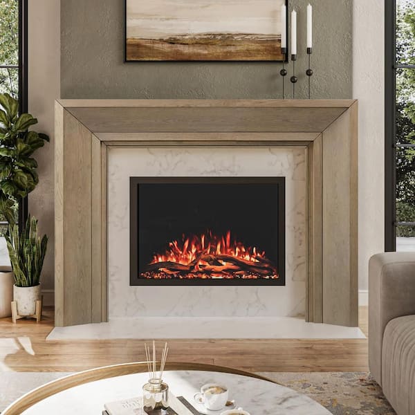 Everly 72 in. x 54 in. Overall Dims Full Surround Fireplace Wood Mantel 48 in. x 42 in. Interior Opening in Blonde Stain