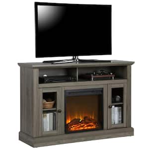 Nashville 47.24 in. Medium Brown Particle Board TV Stand Fits TVs Up to 50 in. with Electric Fireplace