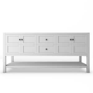 Alicia 71.25 in. W x 21.75 in. D x 32.75 in. H Bath Vanity Cabinet without Top in Matte White with Black Knobs