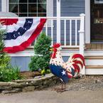 21 in. H Metal Patriotic/Americana Rooster Porch Decor (KD)