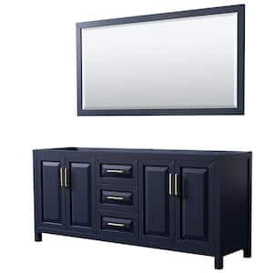 Daria 78.75 in. Double Bathroom Vanity Cabinet Only with 70 in. Mirror in Dark Blue