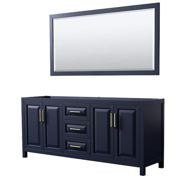 Wyndham Collection Daria 78.75 in. Double Bathroom Vanity Cabinet Only with 70 in. Mirror in Dark Blue