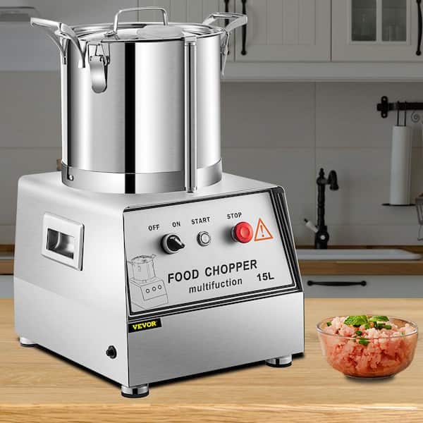 VEVOR 25-Cup Silver Capacity Commercial Food Processor Electric Food Cutter 1400 RPM Stainless Steel Grain Mill
