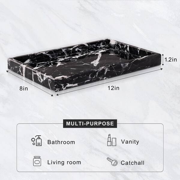 Natural Series Black Rectangle Marble 12 Tray 1 LX0511 - The Home