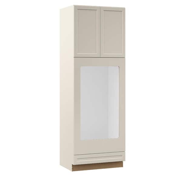 Hampton Bay Designer Series Melvern 33 in. W 24 in. D 96 in. H Assembled Shaker Double Oven Kitchen Cabinet in Cloud