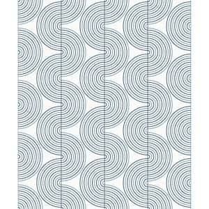 31.35 sq. ft. Prussian Blue Zen Geo Vinyl Peel and Stick Wallpaper Roll