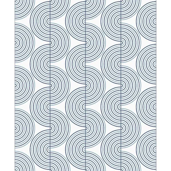NextWall 31.35 sq. ft. Prussian Blue Zen Geo Vinyl Peel and Stick Wallpaper Roll