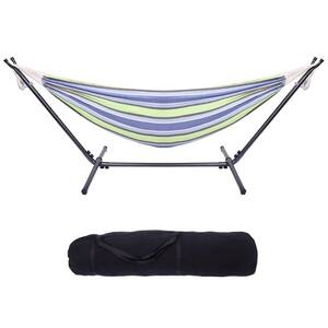 8.5 ft. Outdoor Polyester Striped Hammock with Stand, Color