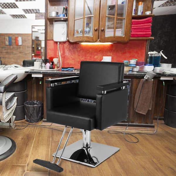 Black Heavy Duty Barber Chair 360° Rolling Swivel Hair Salon Spa Equipment