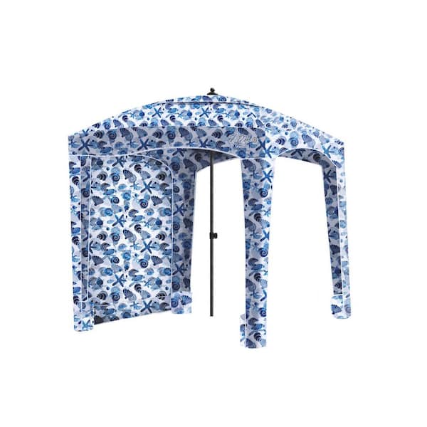Wildaven 6 ft. Portable Metal Beach Cabana Canopy Umbrella in Sea Blue with UPF 50 plus UV Protection and Carry Bag