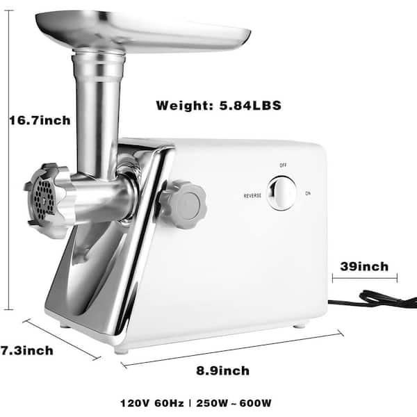 Meat Grinders, Gourmia GMG7100 Prime Plus Commercial Grade Meat Grinder  Variety of Sausage Funnels, Kibbeh Attachment and Metal Grinding Plates  Recipe Book Included 800 Watts ETL Approved 2200 Watts Max.