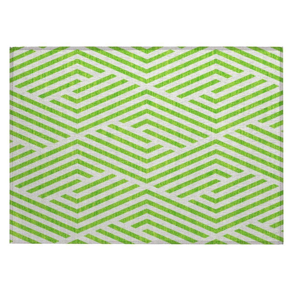 Lime Green and White 2 ft. x 3 ft. Woven Geometric Rectangle Indoor/Outdoor Area Rug price history on PriceWatchPro