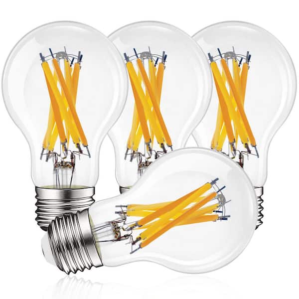 75-Watt Equivalent A19 LED Light Bulbs, 4CCT 2700K-5000K 1050LM Dimmable, 9. 5W Filament Bulb, E26, ETL Listed 4 Pack