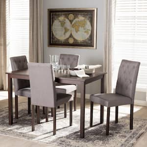Andrew 10 Buttons 5-Piece Gray Fabric Upholstered Dining Set