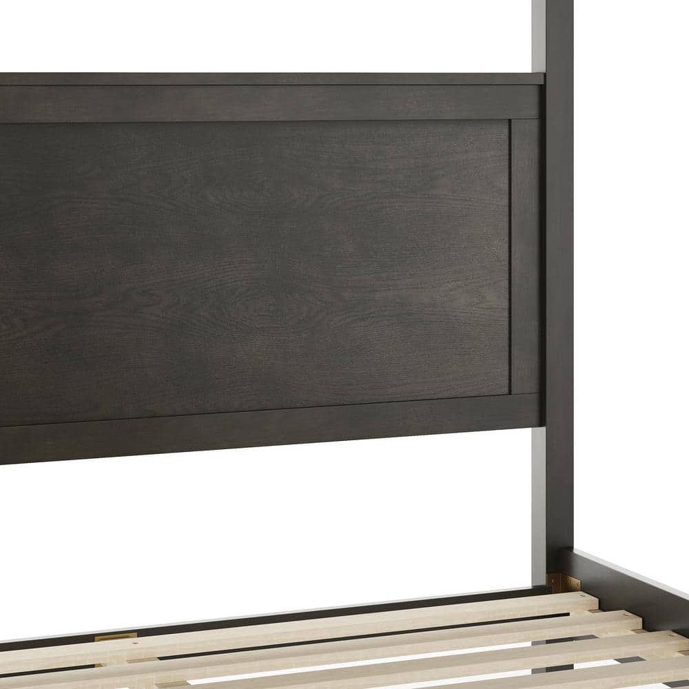Hayes Dark Gray Queen Canopy Platform Bed with Wood Headboard