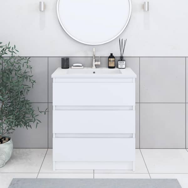 Pepper 30 in. W x 20 in. D Bath Vanity in White with Acrylic Vanity Top in White with White Basin