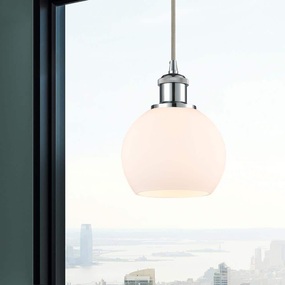 Athens Polished Chrome Mini Pendant with Matte White Glass