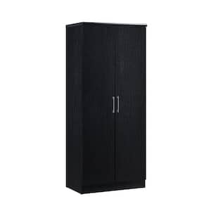 2-Door Black Armoire with Shelves