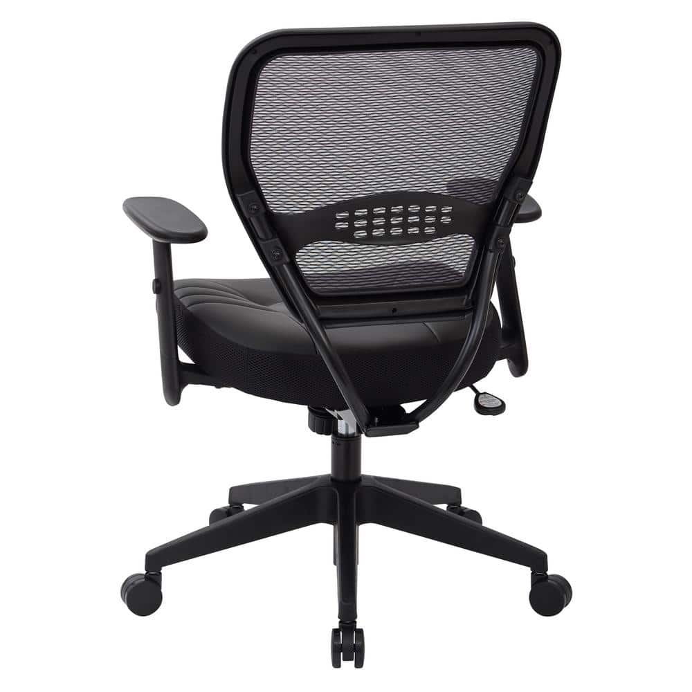 Executive Black Leather & Mesh Office Chair with Adjustable Arms