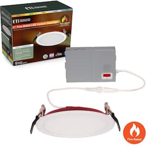 6 in. Fire Rated Canless Integrated LED Recessed Light Trim Downlight 1200 Lumens Adjustable CCT Dimmable