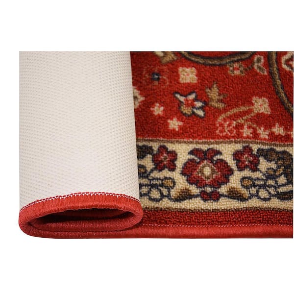 Isfahan Cut to Size Red Color 26 Width x Your Choice Length Custom Size Slip Resistant Rubber Runner Rug