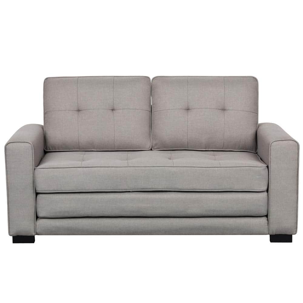 Bray 58 in. Light Brown Linen 2-Seater Twin Sleeper Sofa Bed with Removable Cushions price history on PriceWatchPro