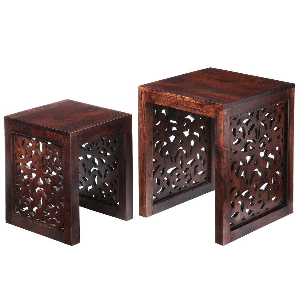 Maharaja Walnut Brown 2-Piece Nesting End Table - thumbnail 6