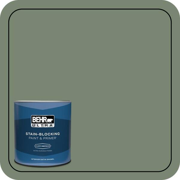 BEHR ULTRA 1 qt. #440F-5 Winter Hedge Extra Durable Satin Enamel Interior Paint & Primer