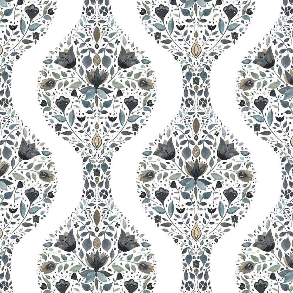 Steel and Rustic Taupe Floral Ogee Vinyl Peel and Stick Wallpaper Roll (30.75 sq. ft.) price history on PriceWatchPro