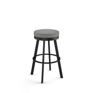 Swice 26 in. Heather Light Grey Polyester / Black Backless Metal Swivel Counter Stool
