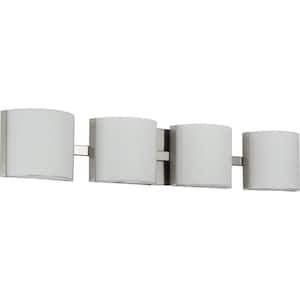 Arch LED Collection 4-Light Brushed Nickel Etched Glass Modern Bath Vanity Light